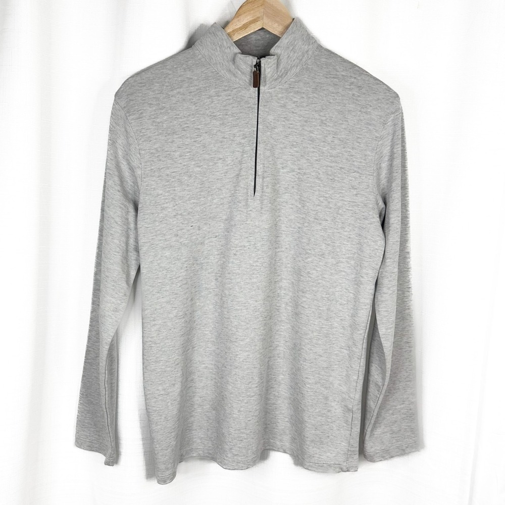 Mizzen+Main Mens 1/4 Zip Pullover Small Gray Cotton Modal Performance Shirt EUC